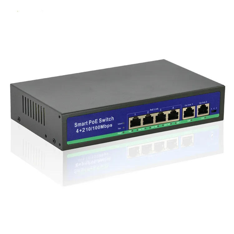 Стандартный встроенный 6 портовый коммутатор POE 250 метров ethernet Коммутатор