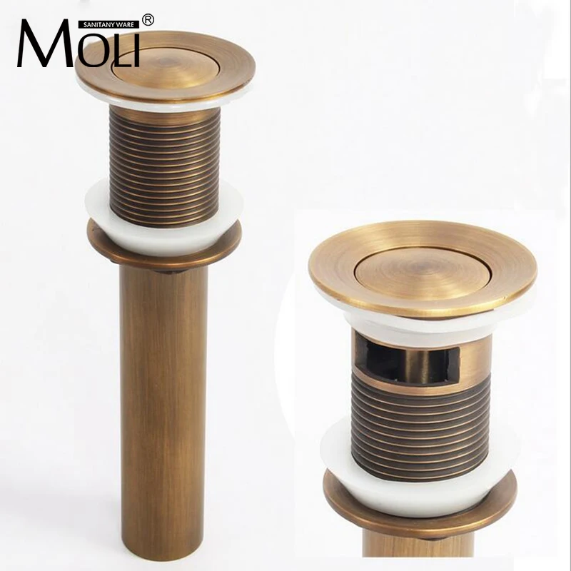 Antique Brass Finished Pop up Water Drain Bathroom Soild Brass Vessel