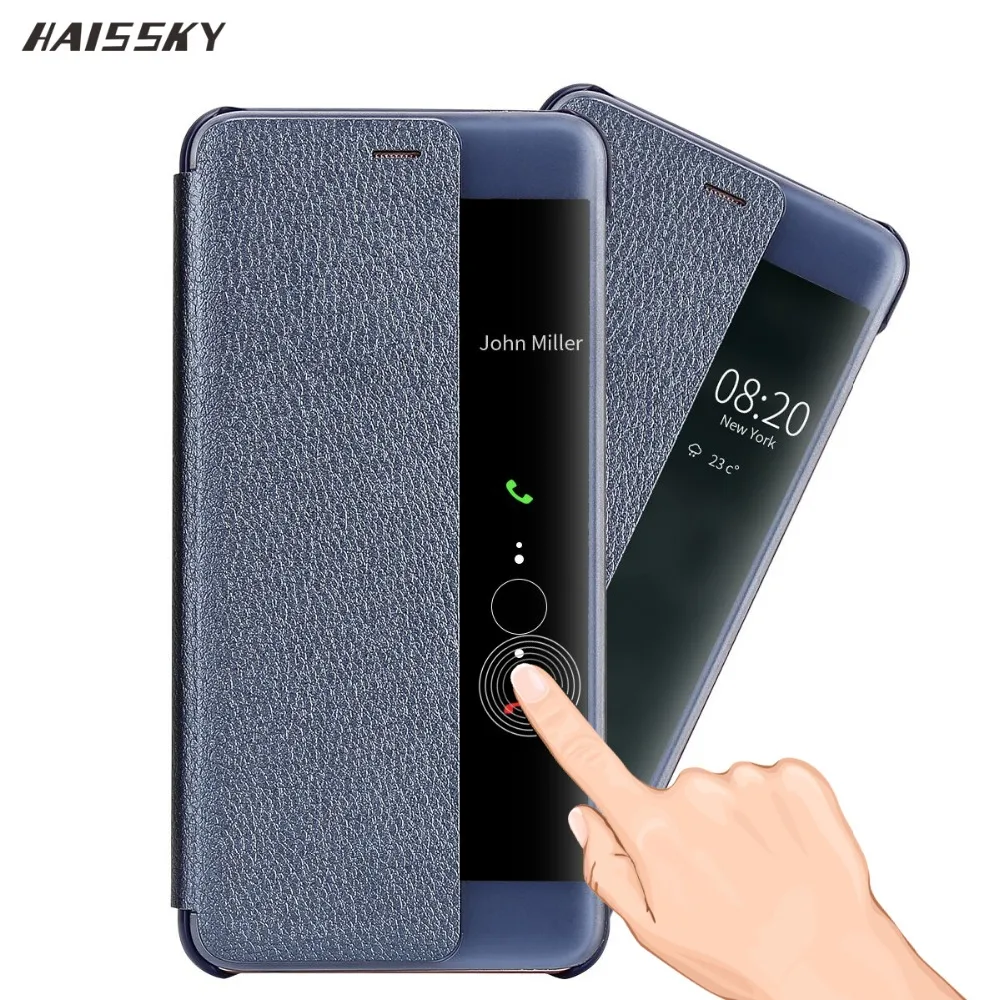 

HUAWEI P20 Pro Case Covers Luxury Leather Flip Case Hard PC Smart Wake View Window Case For Huawei P20 Mate 10 Pro P10 Plus