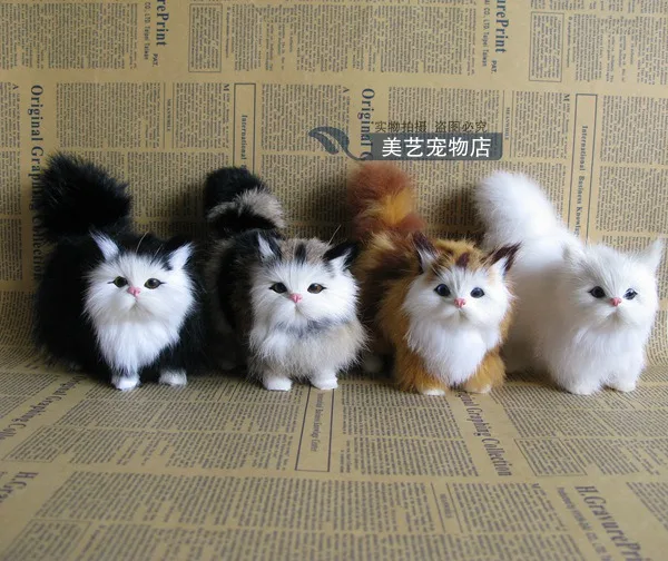 4 Pieces A Lot Cute Simulation Cat Lifelike Cat Models Gift ...