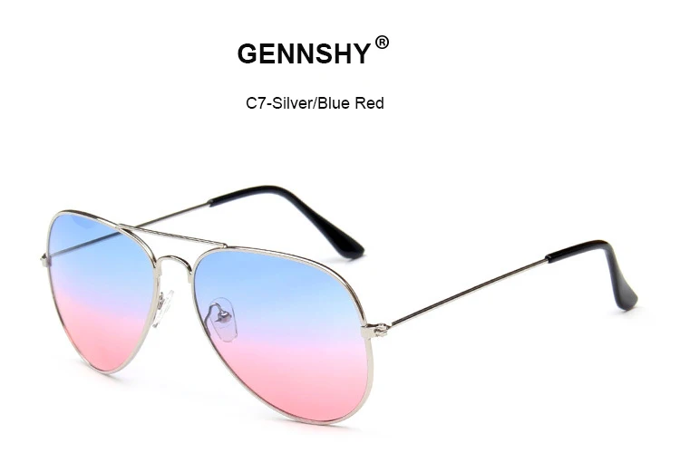 Модные металлические солнцезащитные очки, мужские винтажные брендовые дизайнерские солнцезащитные очки пилота, двойной мост, серебристая оправа, Синие Серые океанские линзы, для вождения - Цвет линз: C7