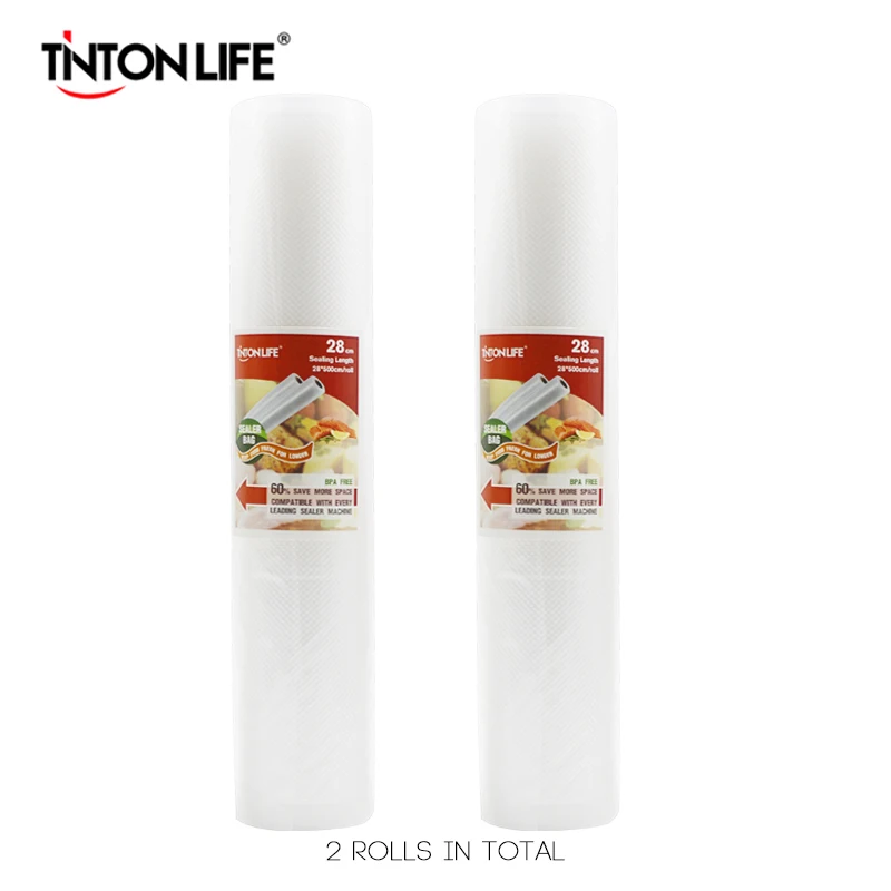 TINTON LIFE 28cm 500cm 2 Rolls Set Vacuum Sealer Storage Bags Grade For Sous Vide And