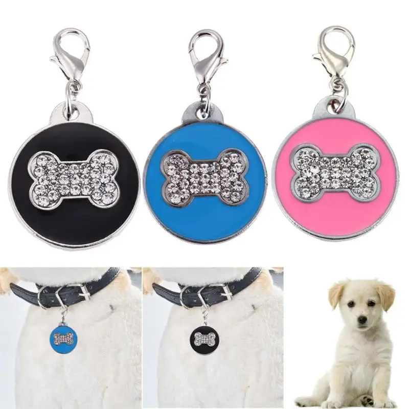 

Pet Cat Dog ID Tags Customized Personalized Round Feet Shaped Alloy Crystal Collar Address Name Label Tag Collars Leash Dropship