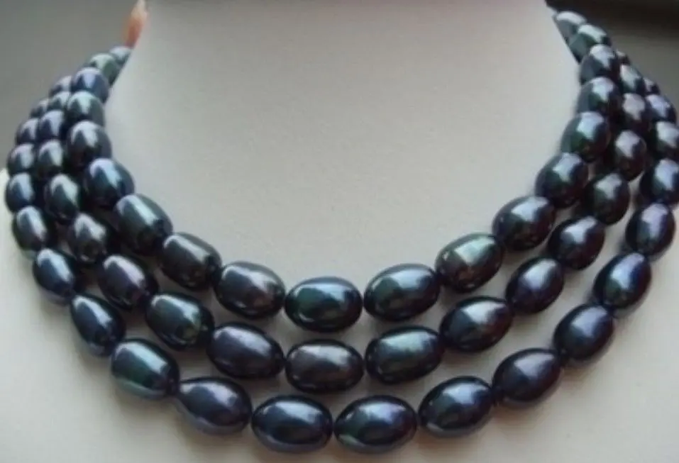 

Jewelr 006452 AAA south sea black baroque pearl necklace 50 inch