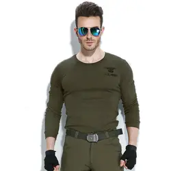 2018 Горячая Мода Camisetas Hombre Повседневная футболка мужская одежда для фитнеса армейская Футболка мужская пуловер с длинным рукавом хлопковая