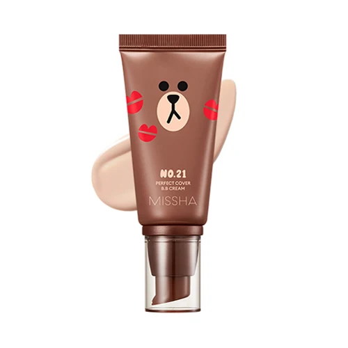 MISSHA Line Friends Edition, идеальное покрытие, BB крем, 50 мл, SPF42 PA+++ CC крем, 30 мл, тональный крем, тональный крем, телесный макияж, BB крем - Цвет: 21 Light Beige