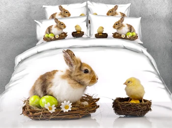 

JF-059 *S Funny Festival Easter bedding sets rabbit eggs and chick twin size blanket duvet cover queen bed linen
