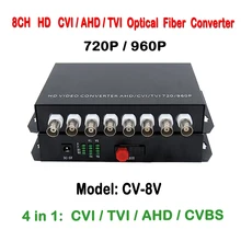 8ch 1.3MP 960P/720P HD video AHD CVI TVI Fiber optical converter transceiver, single-mode single fiber 20KM, FC fiber port