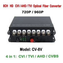 8ch 1 3MP 960P 720P HD video AHD CVI TVI Fiber optical converter transceiver single mode