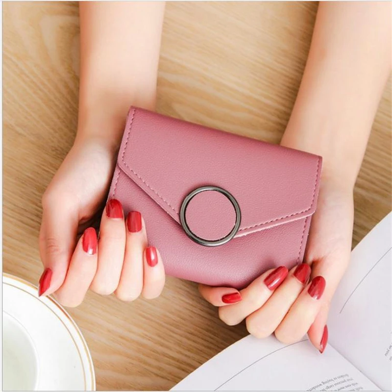 Cross-border Foreign Trade Explosion Short Paragraph Women's Wallet Korean Version Round Buckle Wallet Mini Change Card Package Cross-border Foreign Trade Explosion Short Paragraph Women's Wallet Korean Version Round Buckle Wallet Mini Change Card Package