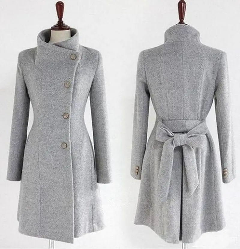 Nz107 Longues 2017 apricot hiver gray Automne Col Black Grands À Laine De Manches Mode Manteau Montant Femmes Dernière Mince Moyen Long Chantiers Élégant qAHwZqpg