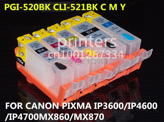 PGI-520 CLI-521 перезаправляемый картридж для canon PIXMA IP3600 IP4600 IP4700 MX860 MX870 MP540 MP550 MP560 MP620 MP630