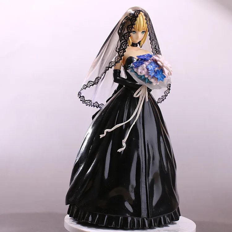 

Fate/Stay Night Saber 10th Anniversary Black Wedding Dress Ver. Cute Doll PVC Action Figure Collectible Model Toy 25cm KT3358