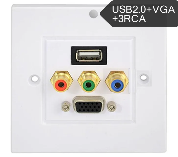 USB2.0 VGA 3RCA AV Wall Plate Composite Video Audio Adapter Jack Outlet | Компьютеры и офис