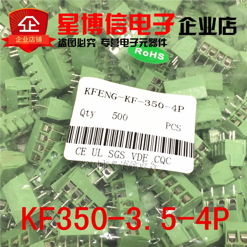 100 шт./лот KEFENG KF350-3.5-4P KF350-4P KF350 4Pin 3 5 мм прямой штырь PCB винтовой клеммный блок разъем