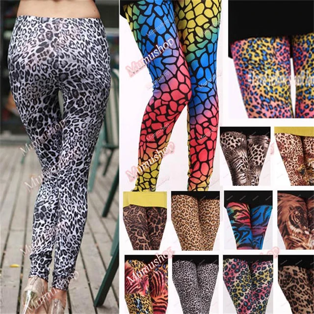 Cool Women Girls Leggings Colorful Leopard Zebra Pants Cropped