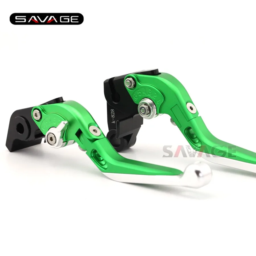 Для KAWASAKI ZX10R ZX-10R ниндзя мотоцикл Регулируемая Складная Выдвижная тормозной рычаг сцепления зеленый+ серебро