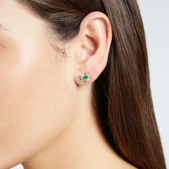 

2019 fashion simple geometric sparking square cz white green cubic zirconia earrings women lady girl trendy design gift jewelry