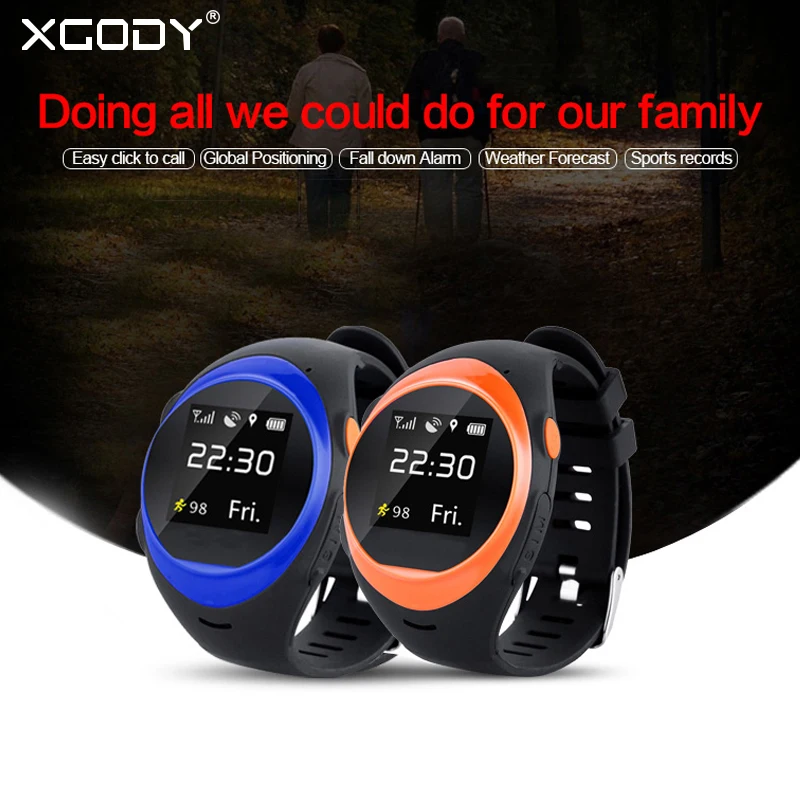 

XGODY S888A Smart Watch Kids Support GPS Tracker Waterproof Remote Monitoring Sim Card Round 400mAh Wrist Watch Cell Phone