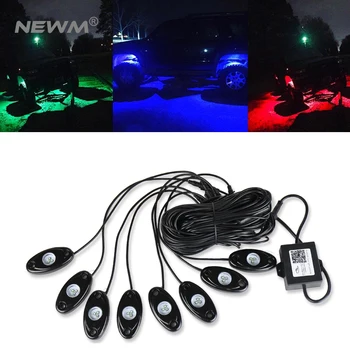 

9W LED Rock Light Bluetooth Control RGB For JEEP ATV SUV Offroad Truck Boat Underbody Glow Trail Rig Lamp Waterproof