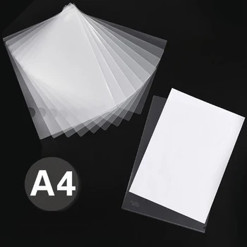 

5PCS A4 Transparent Single Folder Two Page L Shaped Thickened Folder Waterproof Student Test Paper Clip Open File Bag Stationery