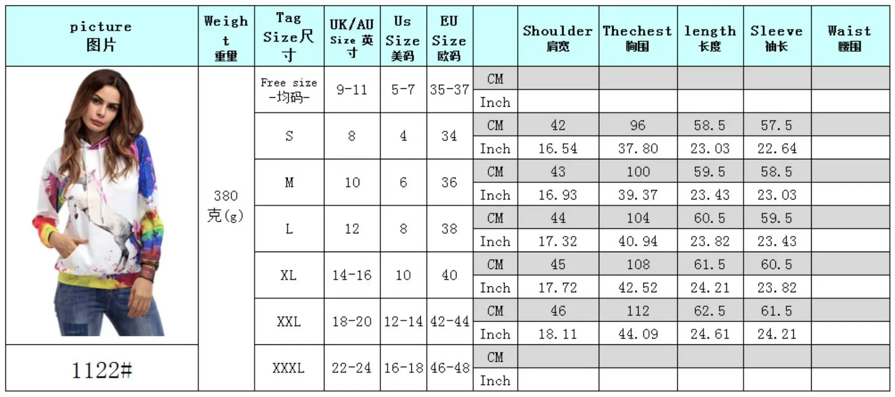 2018 Women Unicorn Printed Hoodie Pullover Sweater Jacket hooded windbreaker Female Tops Casual autumn and winter Sweatershirts