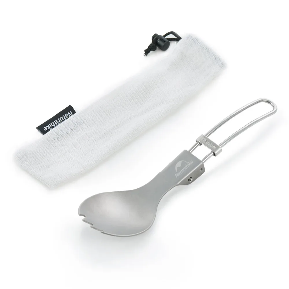 Naturehike plegable Titanium Spork tenedor cuchara vajilla ligero equipo de Camping al aire libre