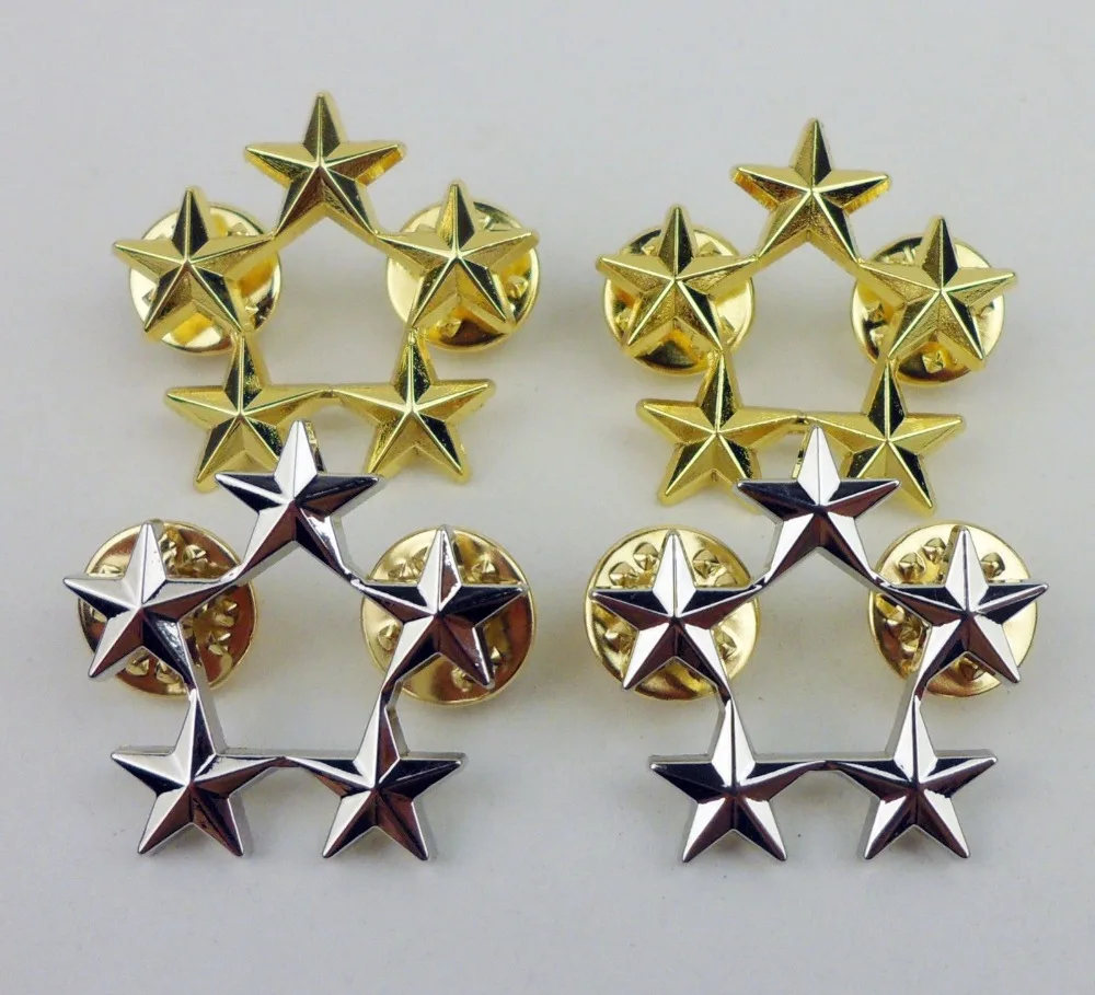 

WW2 US Generals and Admirals five-star insignia Badge Pin two pair metal pins - World military Store