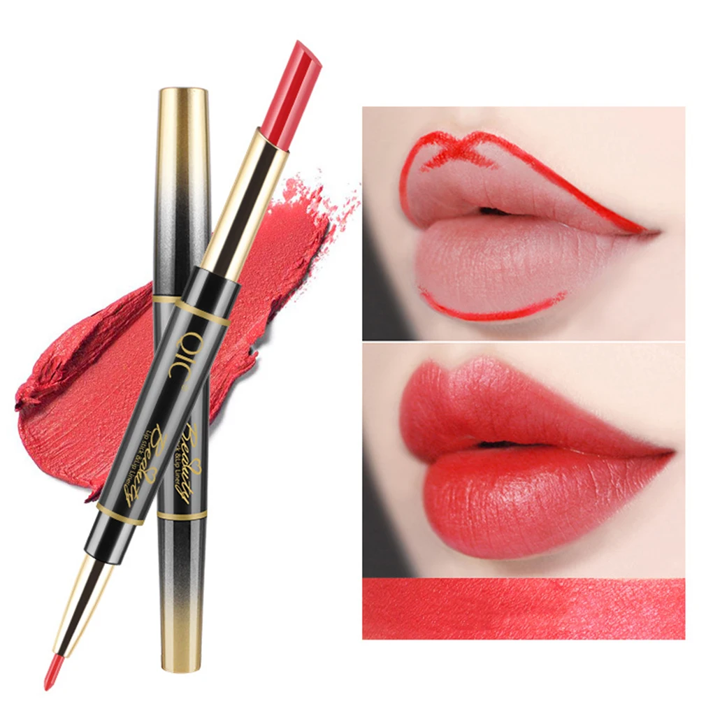 

New 1PC 14 Colors Double Side Lipstick Pencil Moisturizer Smooth Lip Stick Long Lasting Waterproof Matte Lip Liner