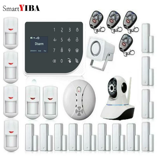 

SmartYIBA Wifi GSM Home Security Alarm System ISO Android APP Control Touch Panel Burglar Alarm System Video IP Camera