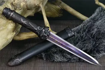 

High Quality Hunting Dagger Knife Short Sword Jian Sharp Damascus Steel Blade