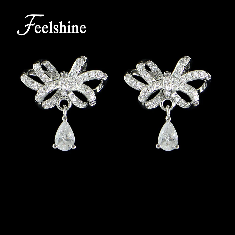 Feelshine Bijoux Jewelry Silver Color with Full Rhinestone Bowknot