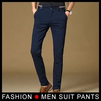 

New High Quality Mens Fashion Slim Fit Suit Pants Navy Men Skinny Formal Pants Business Blazer Pant Black trousers