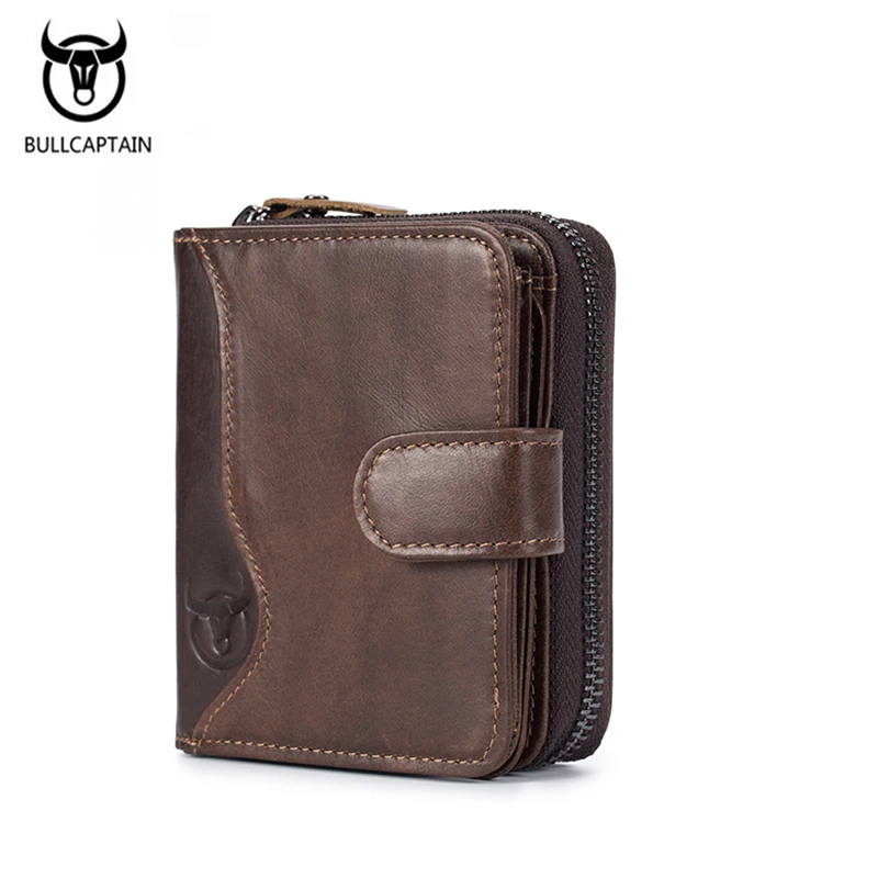 Кошелек BULLCAPTAIN мужской из натуральной кожи модная короткая монетница кредитница