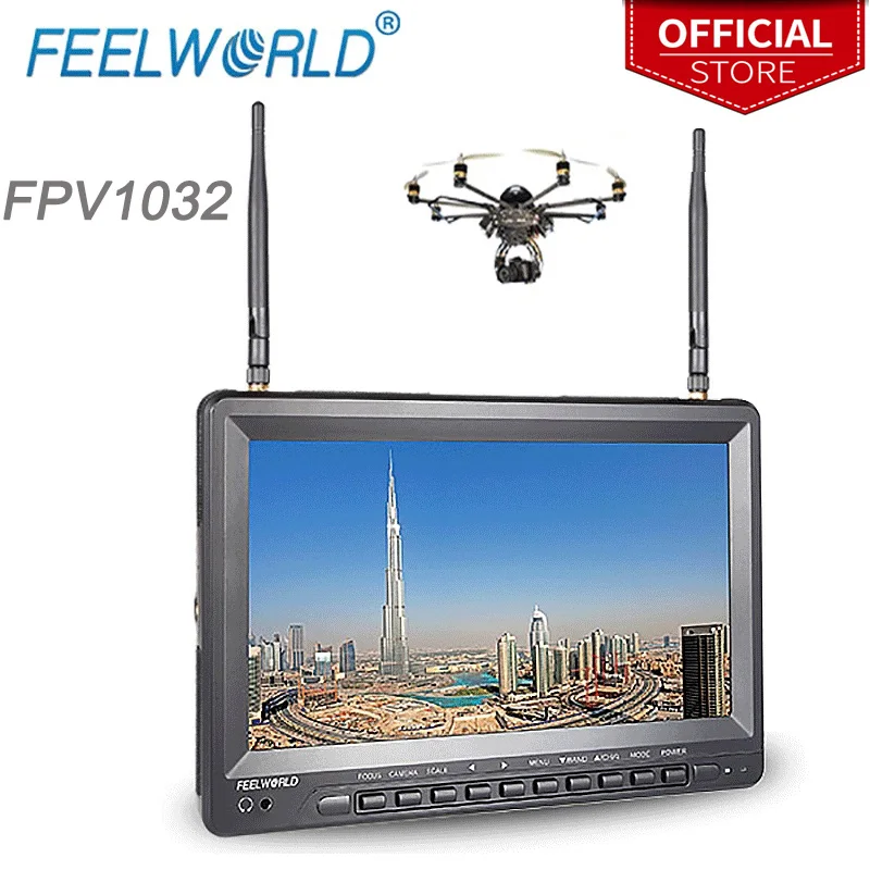 Монитор Feelworld для GoPro 10 1 дюймовый IPS монитор 1024x600 FPV со встроенным аккумулятором