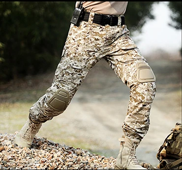 Тактические боевые брюки мужские камуфляжные брюки карго с наколенниками спецназ тактико охотничьи брюки армейские брюки 10 цветов - Цвет: Digital  7
