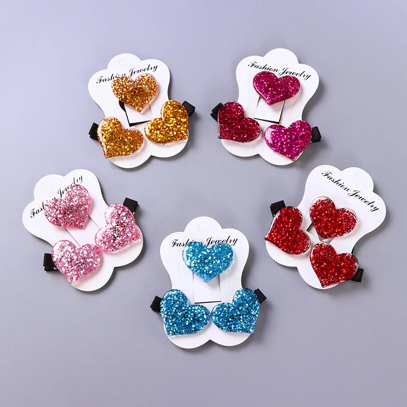 

3Pcs/set Children Headwear Acrylic Love Heart Elastic Hair Band Safety Hair Clips Cute Baby Girls Gift Kids Hair Accessories