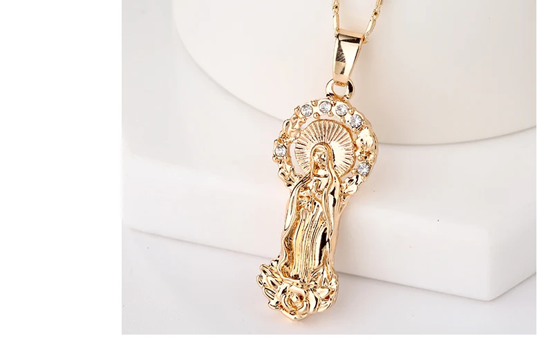 AYAYOO Jesus Virgin Mary Goddess Necklace & Pendant Women Christmas Gifts Wholesale Gold Color Catholic Christian Jewelry (5)