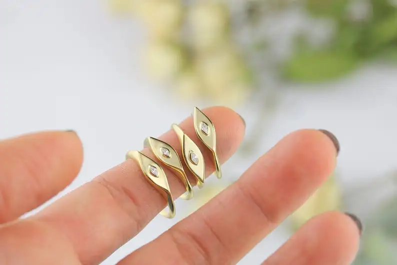 

Size 5 6 7 8 Gold filled simple evil eye fiinger ring for finger lucky Turkish jewelry New