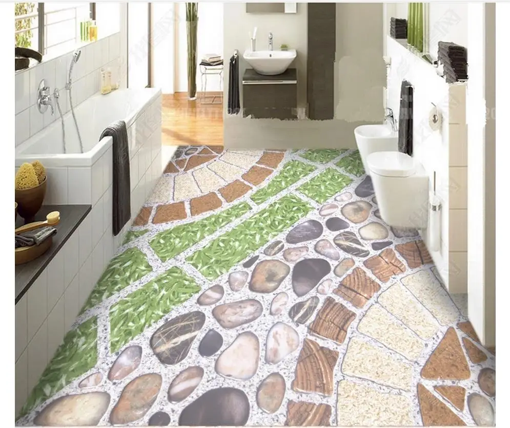 

Custom photo wallpaper 3d flooring Waterproof self-adhesion murals Fresh gravel road floor tiles parquet background wall decor