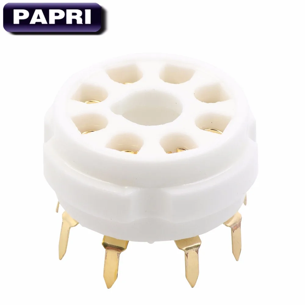 

PAPRI 10PCS Ceramic K8A PCB Gold Plated 8Pin Vacuum Tube Socket Top Mount Gold Octal Valve Base For KT88 EL34 274B 6SN7 6V6