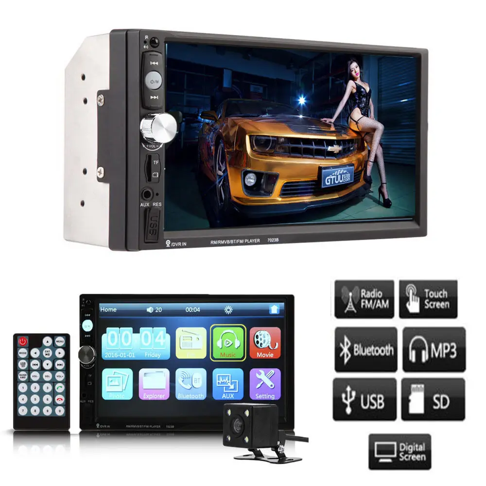 

7"HD 2 DIN Car Stereo Touch Screen MP3 MP5 Player Bluetooth Radio in Dash+Camera