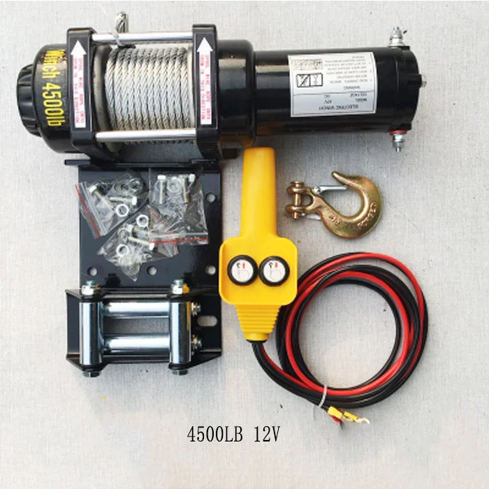 12V24V ATV ДВИГАТЕЛЬ 4500LB электрическая лебедка трос рециркуляция лебедки Тяговый кабель Тяговый комплект открытый беговой кран - Цвет: 4500LB 12V