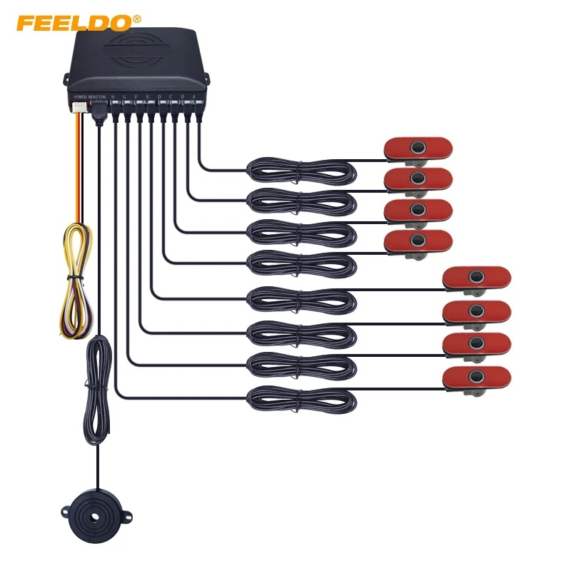 FEELDO 1Set Car 8pcs Original Sensors 16.5mm Reverse Backup Radar 4 Front 4 Rear Beep Alarm Parking Sensors #FD-1359