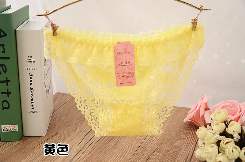 New fashion cotton girl shorts briefs lace Hollow ms underwear pertty falbala split bud silk low waist woman panties girls free