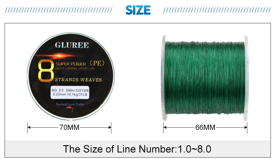 GLUREE 300 м/328 ярдов 8 стойки PE леска плетеная леска многонитевая леска PE леска супер сильная Высококачественная 22-78LB