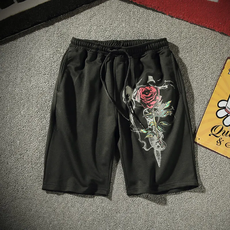 Летние новые шорты мужские корейские модные цветочные повседневные мужские s короткие 81 полиэстер 11% хлопок тонкие пляжные шорты плюс размер 5XL-M черные