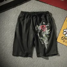Летние новые шорты мужские корейские модные цветочные повседневные мужские s короткие 81 полиэстер 11% хлопок тонкие пляжные шорты плюс размер 5XL-M черные