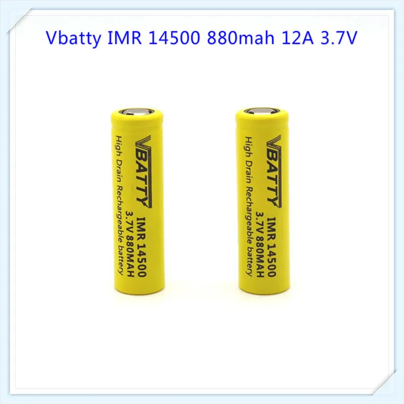 トップ品質 Vbatty 14500 880mah 3.7v 充電式リチウム AA 同じサイズバッテリー 12a 高放電 14500 ための