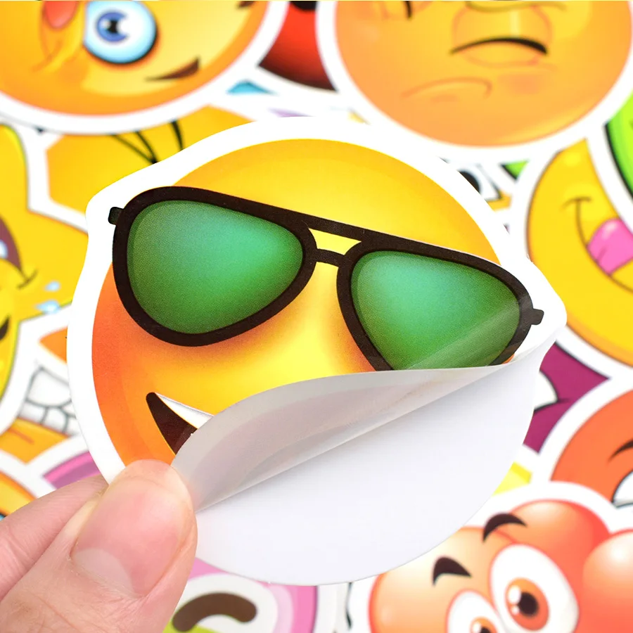 30 PCS Funny Cartoon Sticker Expression Smile Face Cute Waterproof Decals Sticker Kids Toys to DIY Car Scrapbook Laptop Guitar